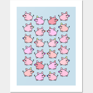 Cute and Colorful Pig Pattern Posters and Art